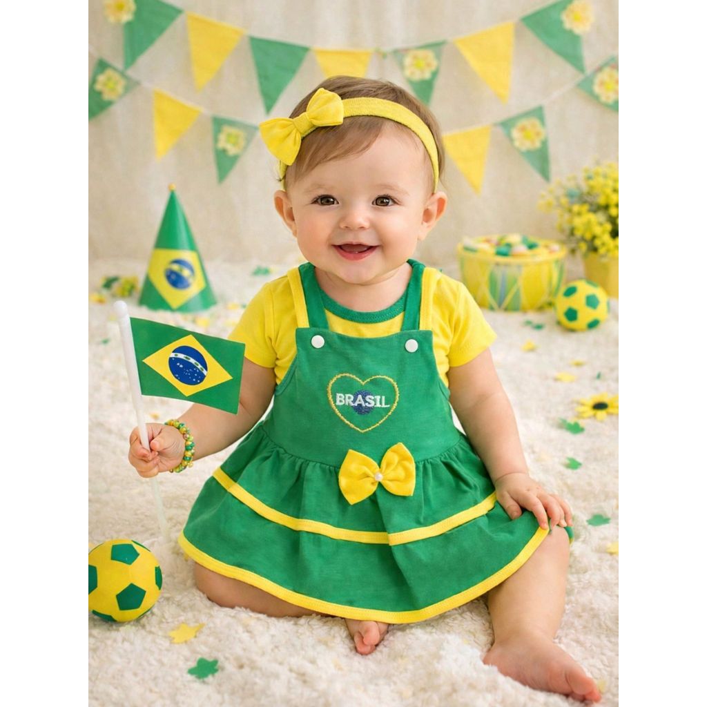 Vestido Jardineira + Camisa Copa do Mundo de 2026