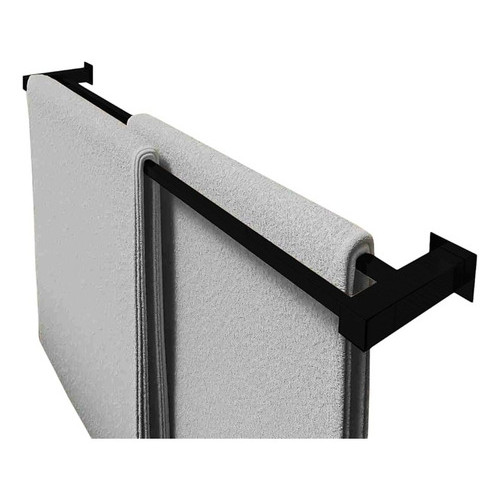 Porta Toalha Toalheiro Duplo Aço Inox Preto 60cm Banheiro