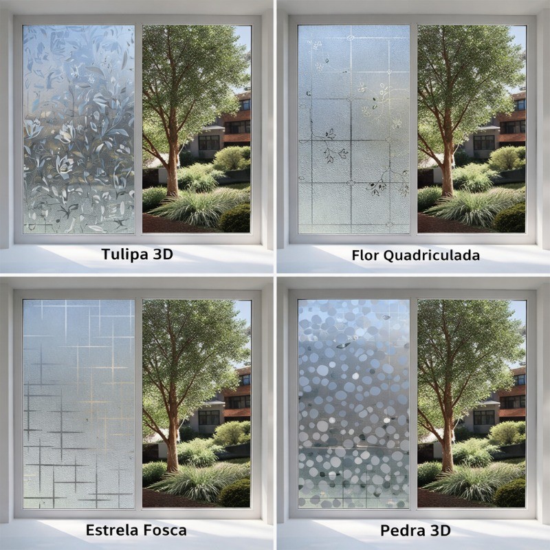 Película Para Vidro  – Insulfilm Decorativo Janela Banheiro Anti-UV Autocolante
