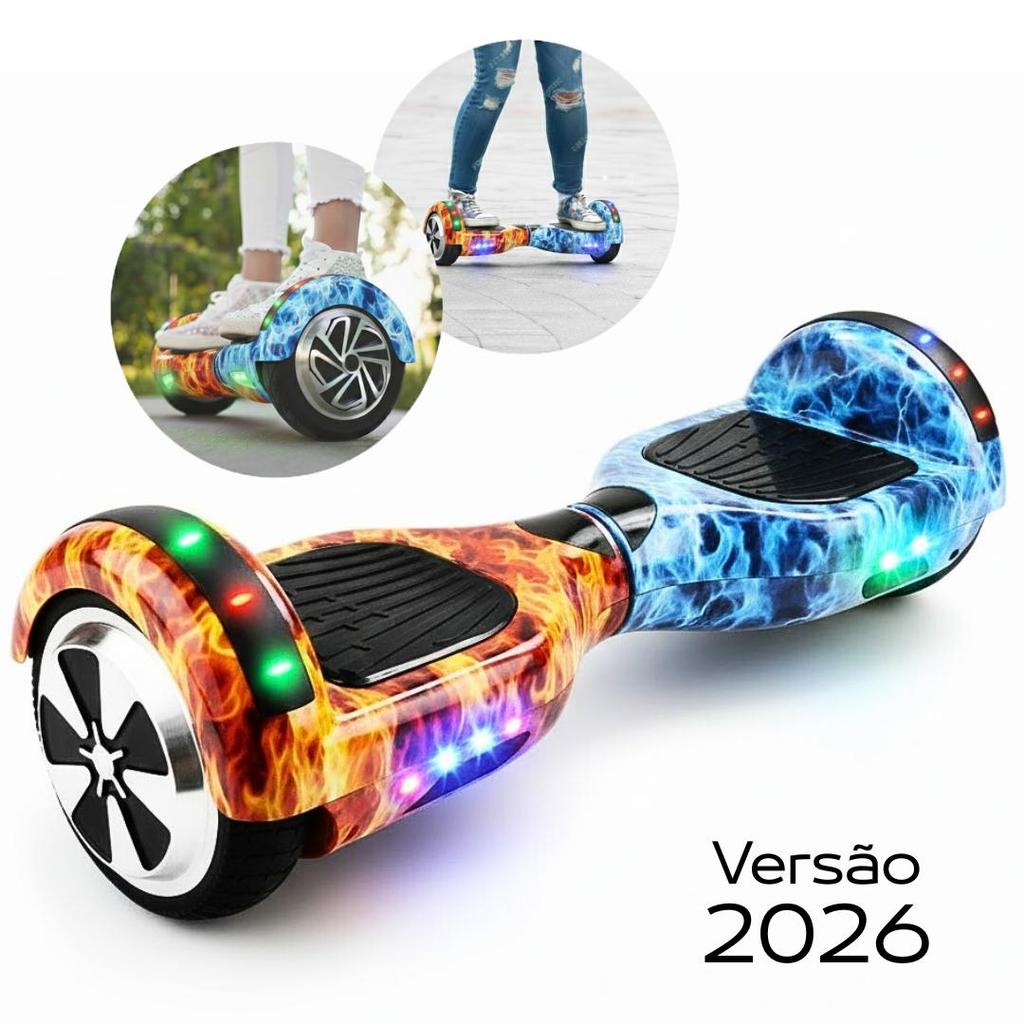 Hoverboard Elétrico 6.5 Polegadas Bluetooth LED Motor Brushless Sensor Equilíbrio Pneu Antifuro 2026