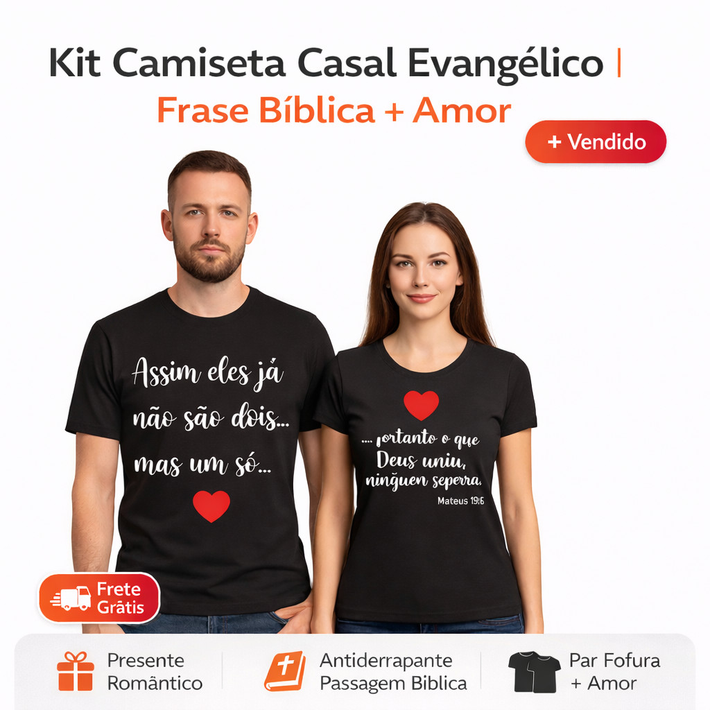 Kit Casal 2 Camisetas Não são dois Mas um só Básica Casal Presente Dia Dos Namorados Unissex