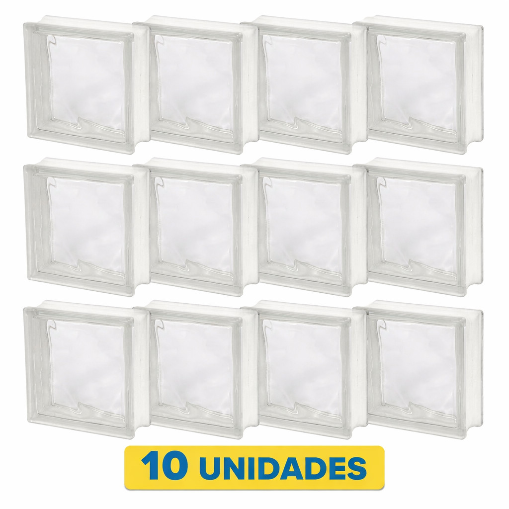 CAIXA C/10 BLOCOS DE VIDRO ONDULADO 19X19X8CM - WAVE