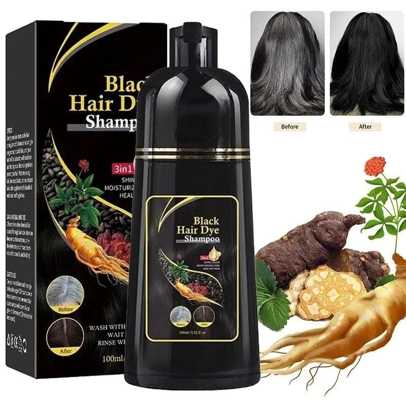 Shampoo Preto De Tintura De Cabelo Preto 3 Em 1 , Fórmula De Ervas Hidratante Suave 100ML