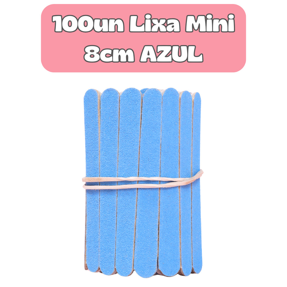 Kit MINI Lixa de Unha 8cm AZUL – Manicure Pedicure Profissional