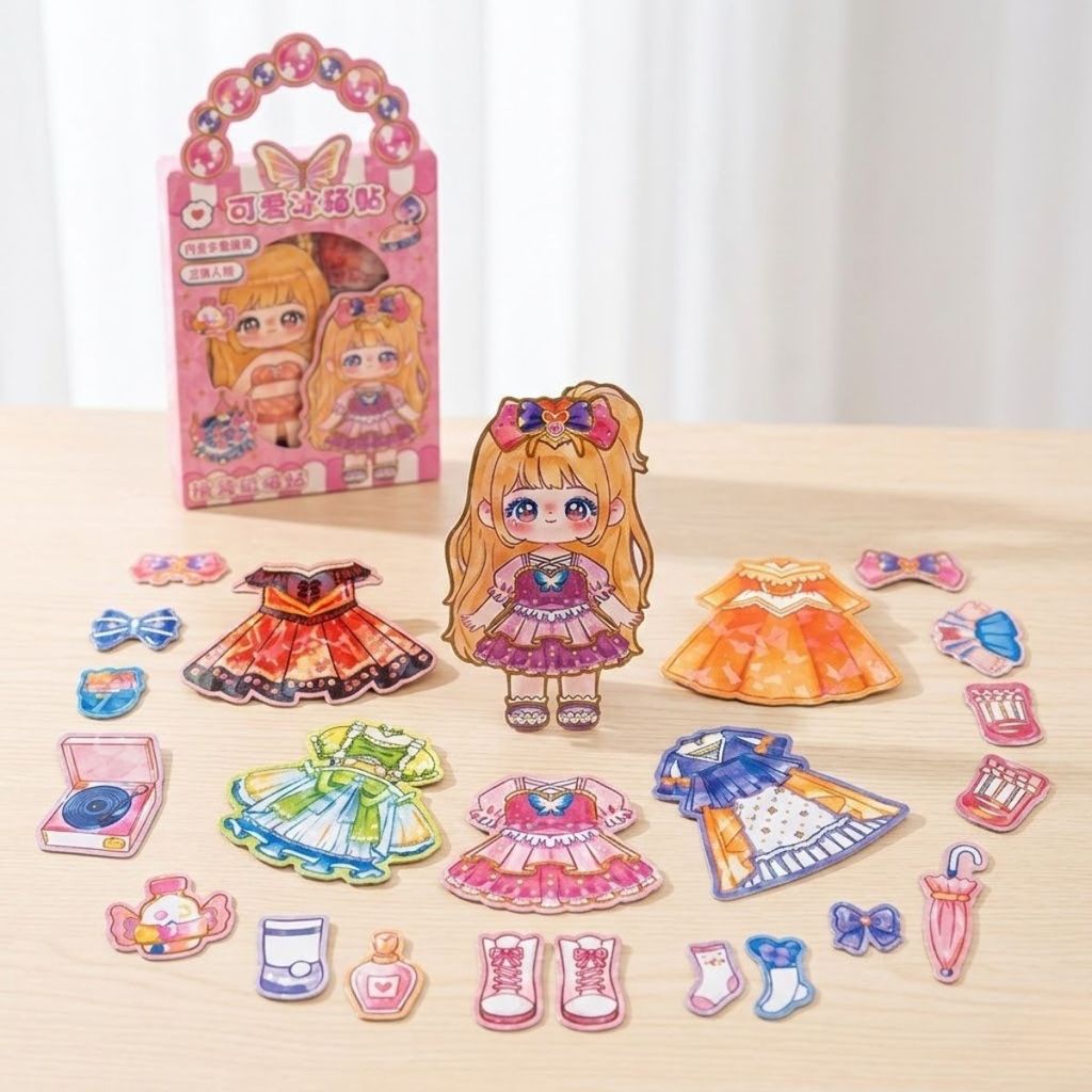 Kit Adesivo Brinquedo Educativo Princesas Vestidos Para Montar Adesivo Magnético Reutilizáveis