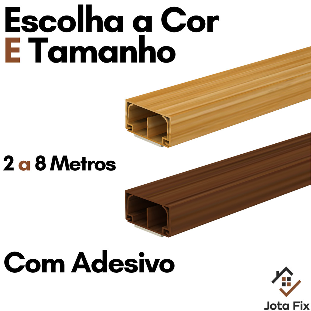 Canaleta para Fio Amadeirada Organizador Canaleta Marrom Madeira Adesiva Mogno