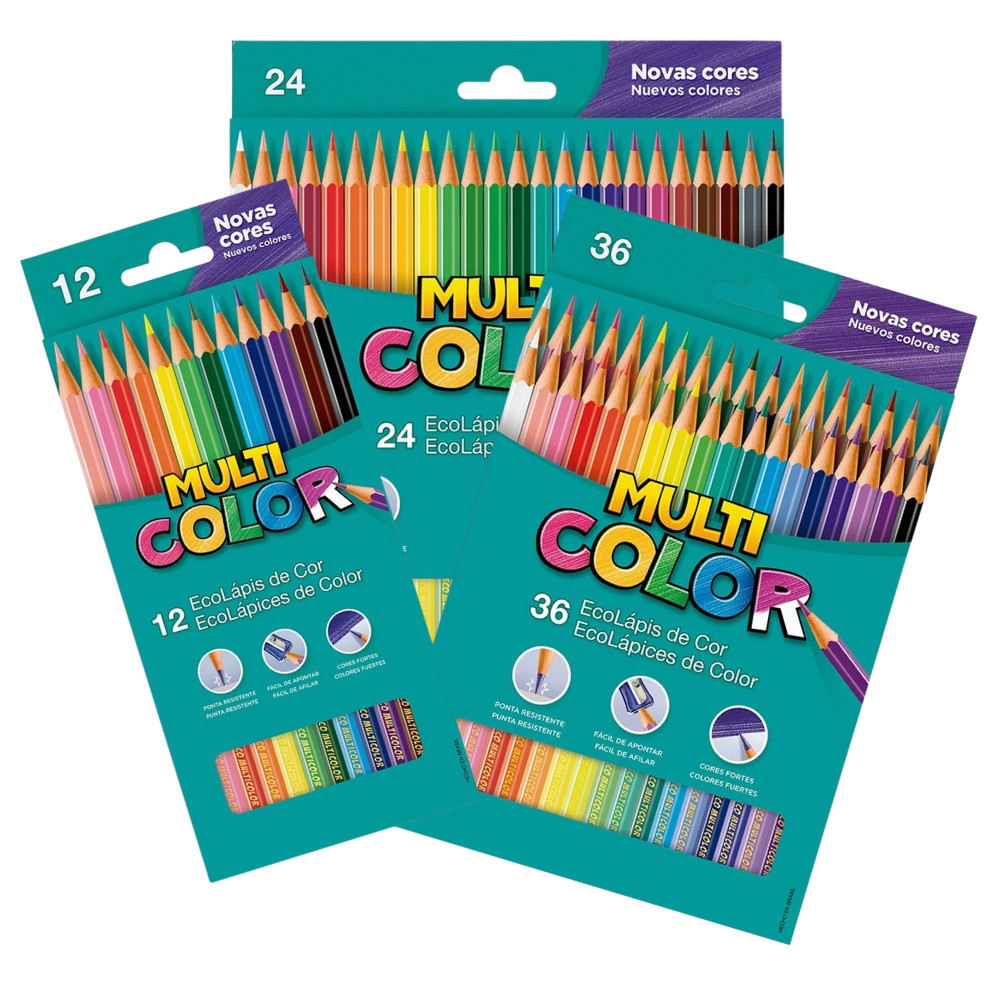 Lápis De Cor Escolar 12 / 24 / 36 Cores Super Multicolor