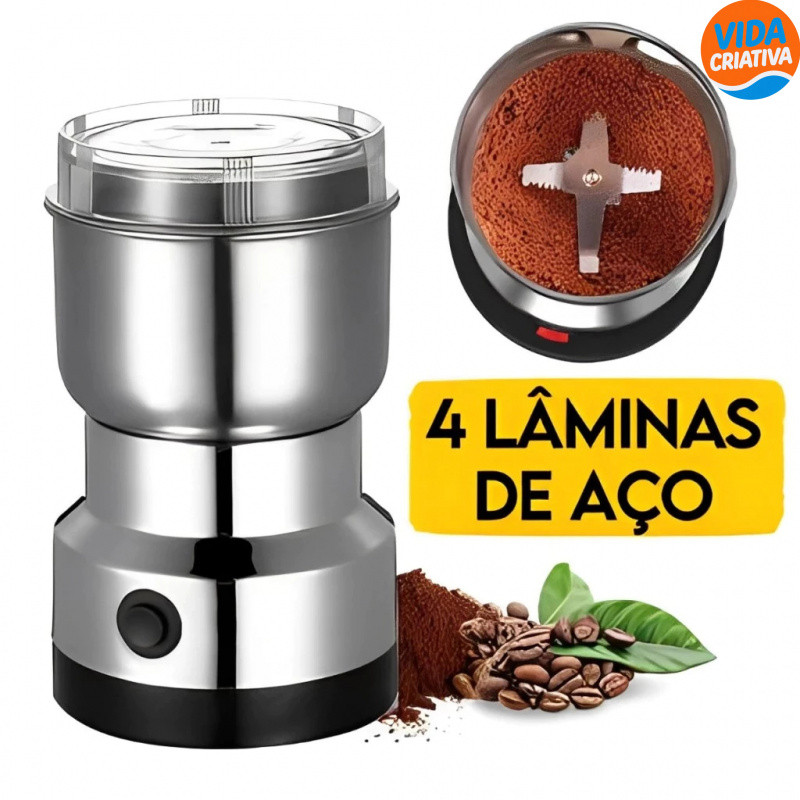 Moedor De Café 110v ou 220v Elétrico Grãos Aço Inox 4 Lâminas Pronta Entrega