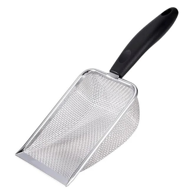 Pá Higiênica Peneira para Areia de Gatos em Aço Inox - LUNA