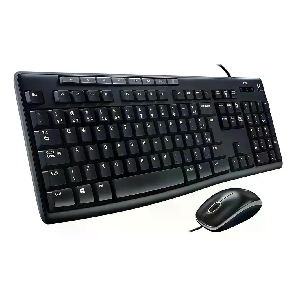 Combo Teclado e Mouse Logitech MK200 USB com Fio Multimídia