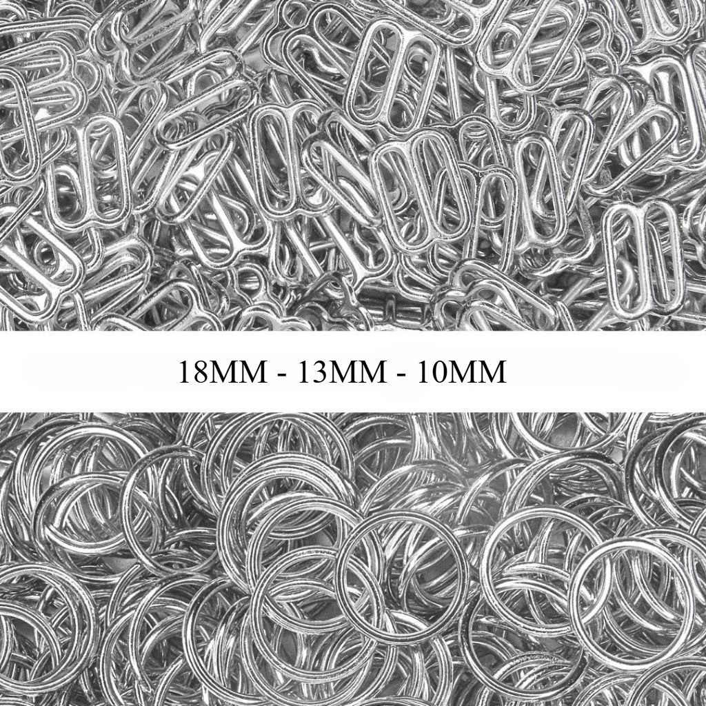 REGULADORES E ARGOLAS FERMOPLAST METAL 10MM 13MM 18MM PARA ALÇA DE SUTIÃO BODY TOP E ARTE 100 UNI