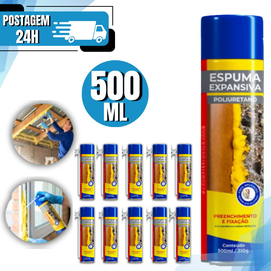 Kit Espuma Expansiva Poliuretano Profissional 500Ml/340GR Com Aplicador
