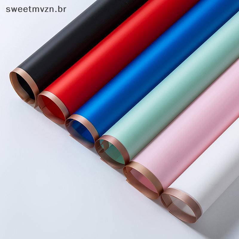 sweetmvzn 20 Folhas De Papel De Embrulho De Flores Com Bordas Douradas Buquê À Prova D'água Paaging Aniversário Casament