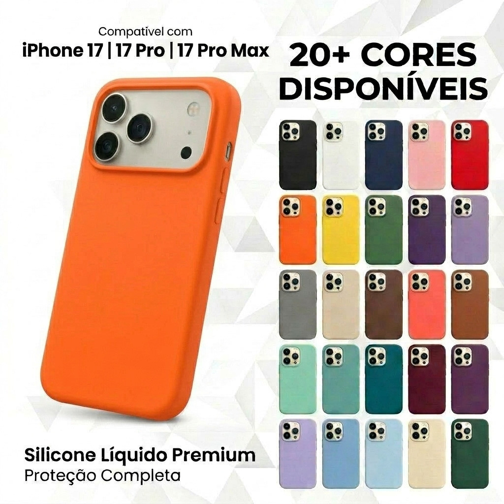 Capa Capinha Silicone Aveludada Compatível Com iPhone 17 / 17 Pro / 17 Pro Max Premium Luxo