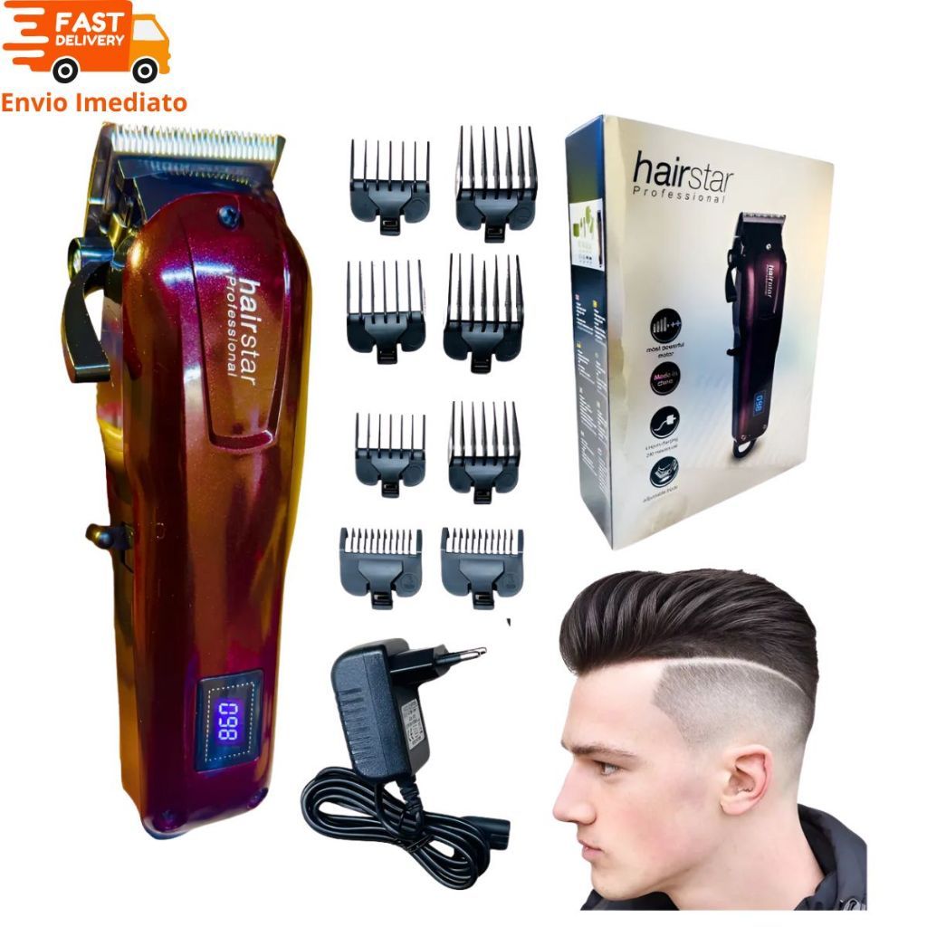 Máquina Hairstar Bivolt De Corte Cabelo Sem Fio 5w Km-209