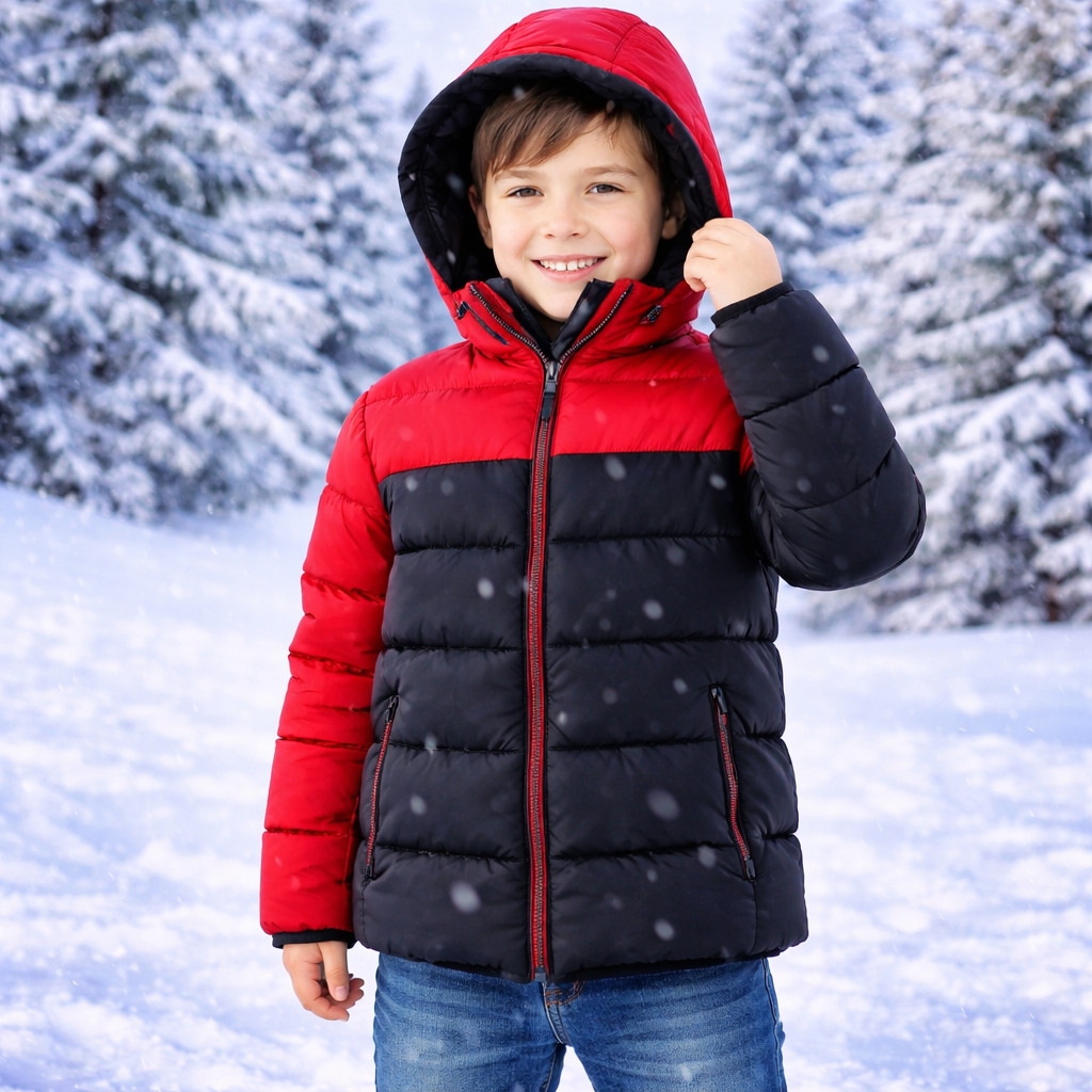 Jaqueta Forrada Casaco Juvenil Menino Puffer Bobojaco Nylon Infantil Escola Inverno Quentinha Com Capuz Resistente Top