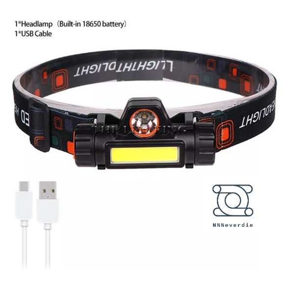 Lanterna de Cabeça Led COB Caminhada Pesca Ciclismo High Power