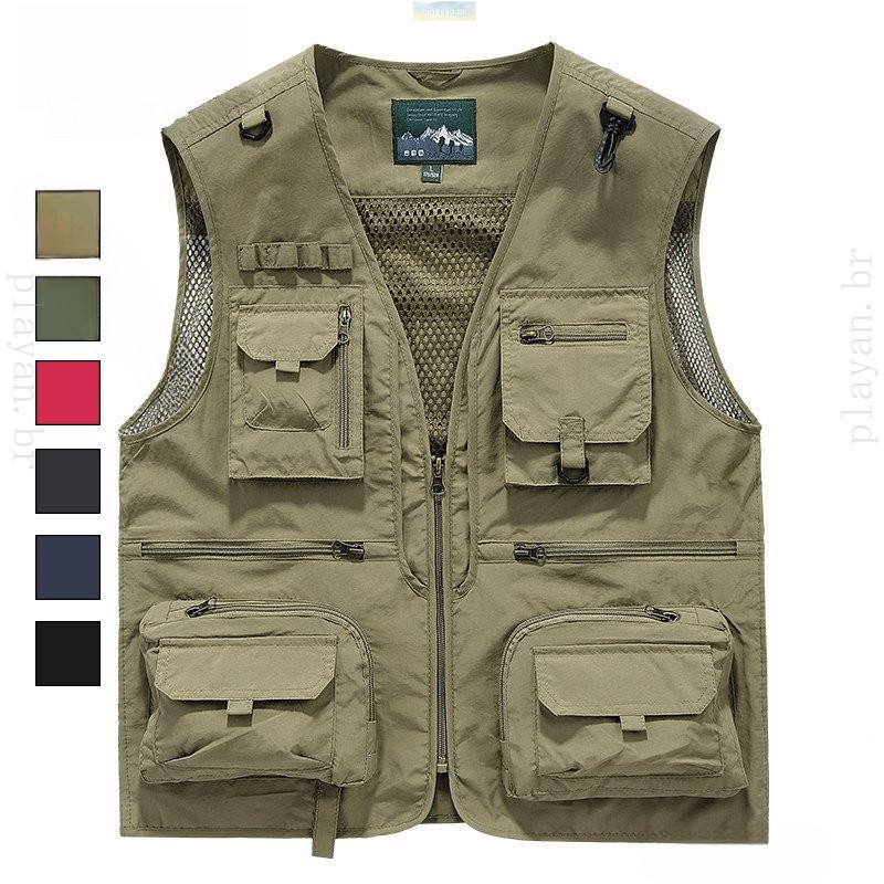 Colete de fotografia de cintura para homens para pesca ao ar livre casual de primavera e outono Mais jovens de tamanho