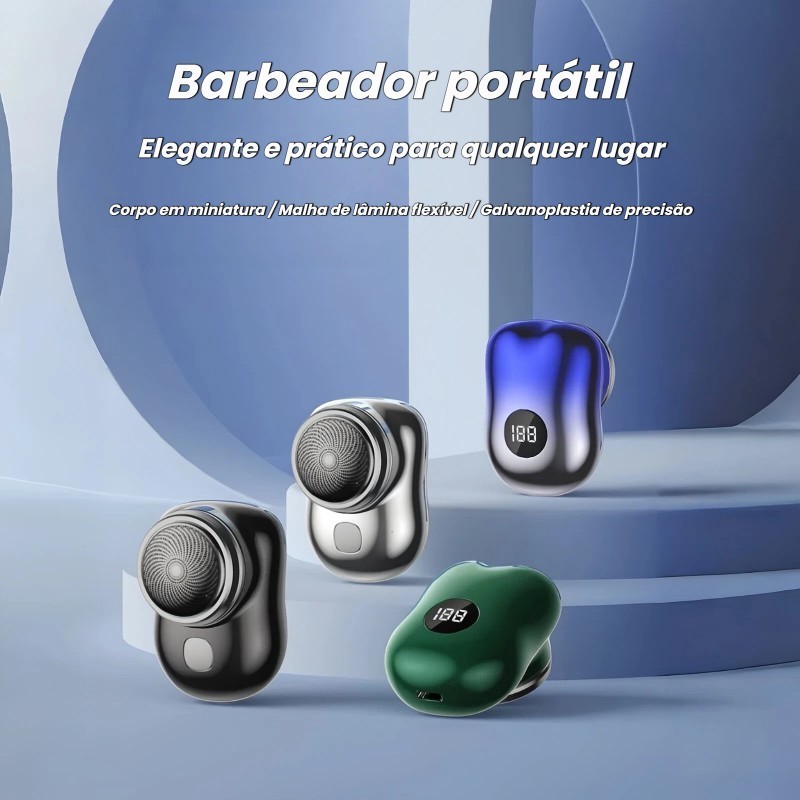 Mini Aparador Elétrico de Pelos Nasais e Barbeador Portátil À Prova d’Água - Carregamento Rápido Type-C | Kit Completo