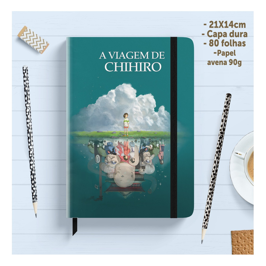 Caderno Sketchbook para desenho A Viagem de Chihiro capa dura caderno A5