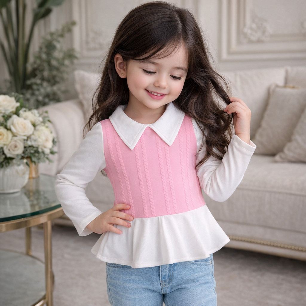 Blusa infantil de menina manga longa moda blogueirinha frio inverno blusa manga comprida