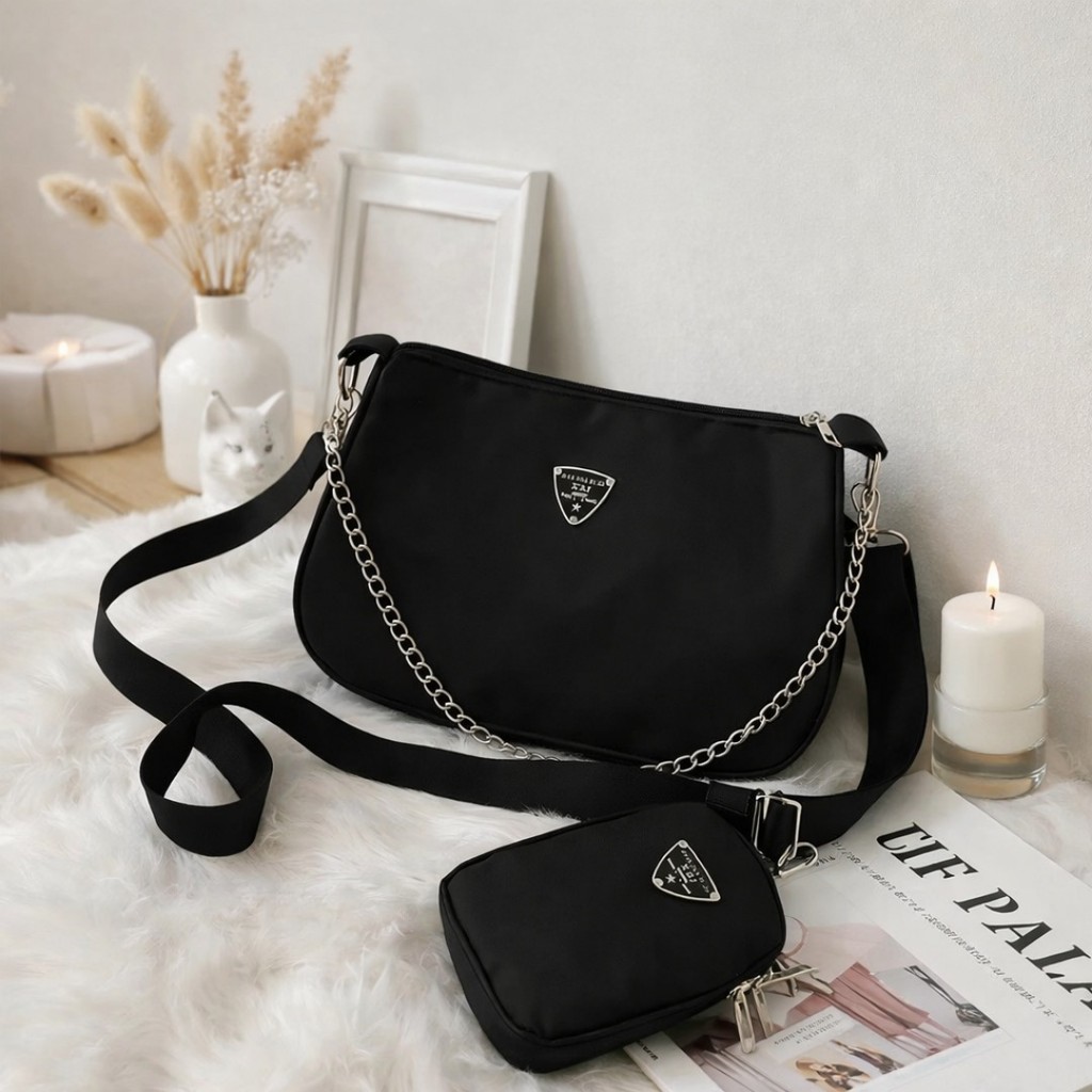Bolsa Transversal Nylon Compacta para Uso Diário