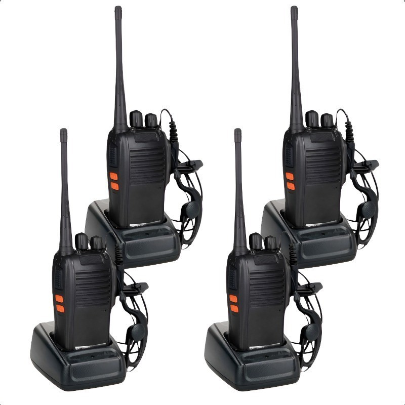 Kit 4 Radio Walk Talk Comunicador 16 Ch 12km Baofeng 777s Ht Preto Bf777s