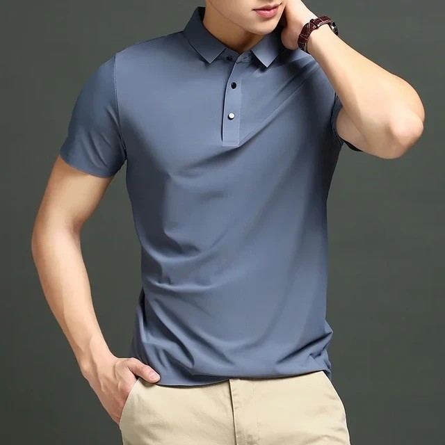 Camiseta Camisa Polo Masculina em Tecido Gelado Com Elastano Premium Casual Escritorio Social Trabalho Nao Amassa Estica