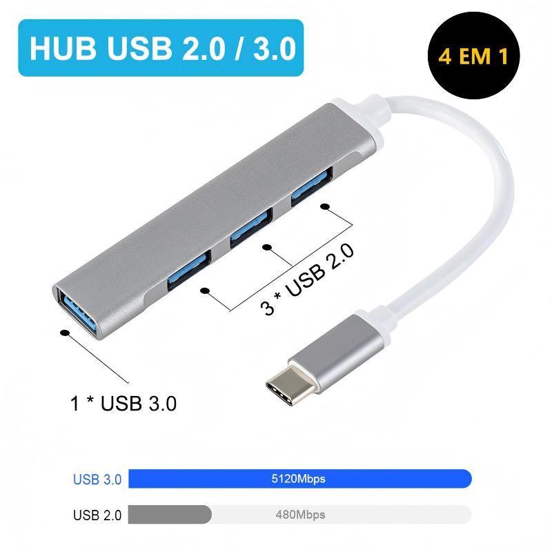HUB 4 Em 1 USB C Para 3.0 HUB Adaptador Para Mouse Teclado Lenovo Macbook PC Laptop
