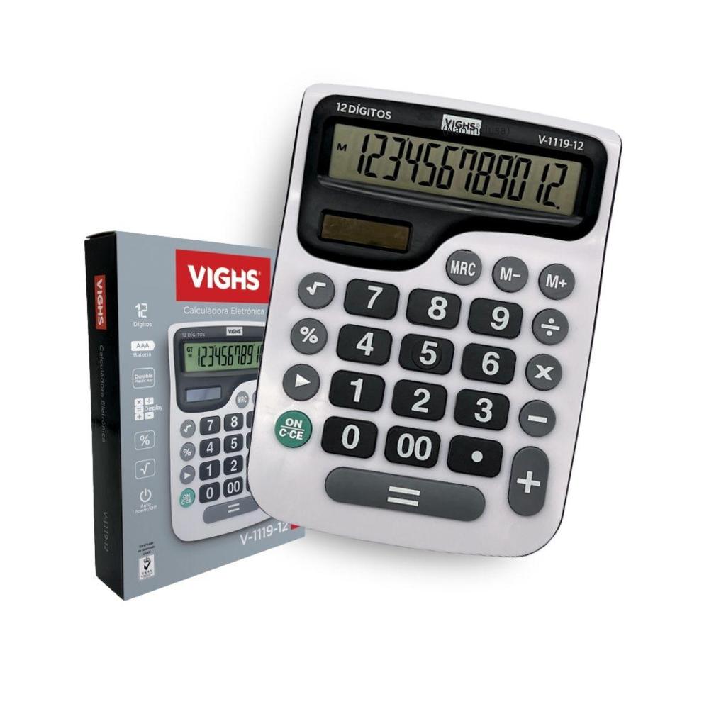 Kit 2 Calculadoras Mesa Grande Vighs V-1119 12 Dígitos