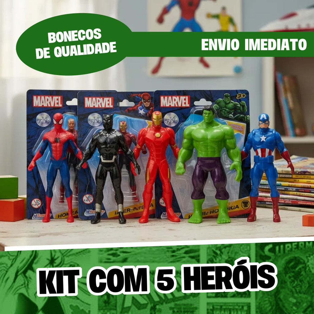 Brinquedos Super Heróis Coleção Brinquedos Hulk Capitão América Pantera Negra Homem De Ferro - Homem Aranha
