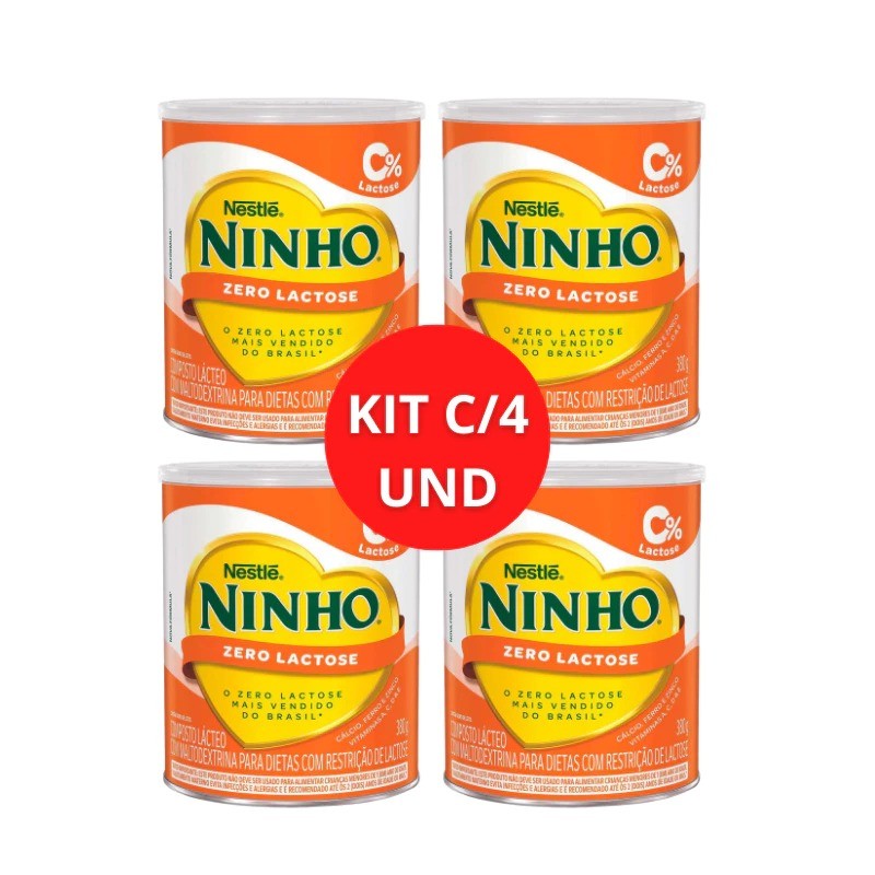 KIT C/ 4 LEITE NINHO ZERO LACTOSE 380G