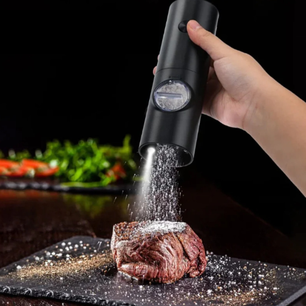 Moedor Elétrico Automático de Sal e Pimenta Prático com Ajuste de Moagem Baoshi