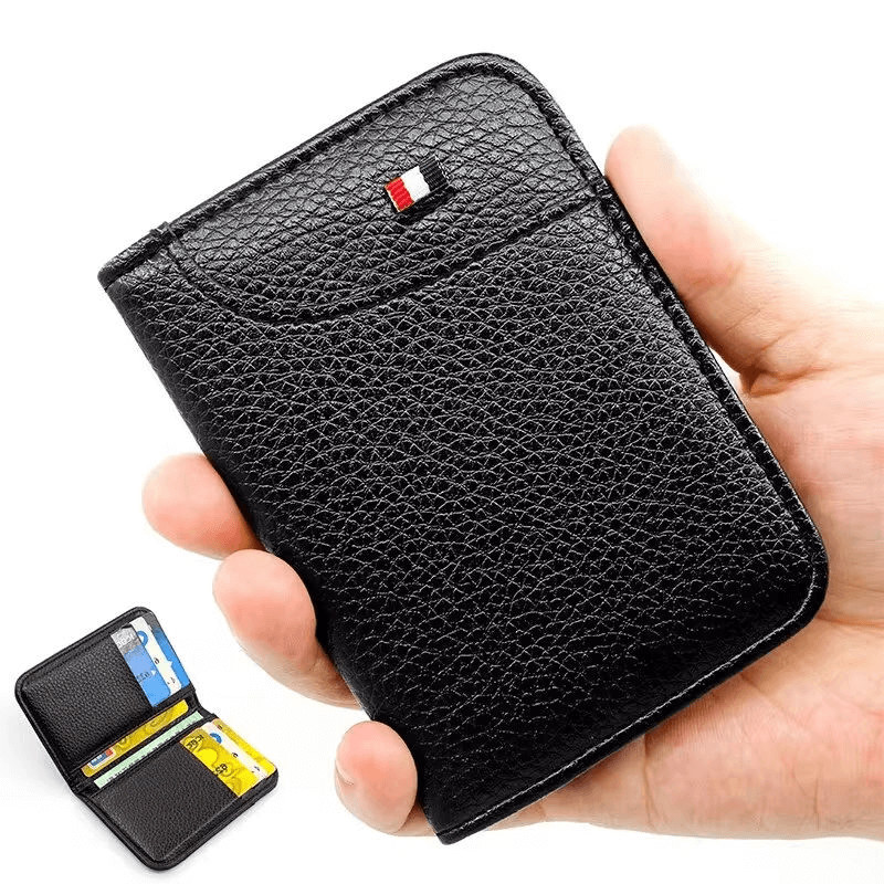 Carteira Slim Porta Cartões Masculina em Couro Sintético