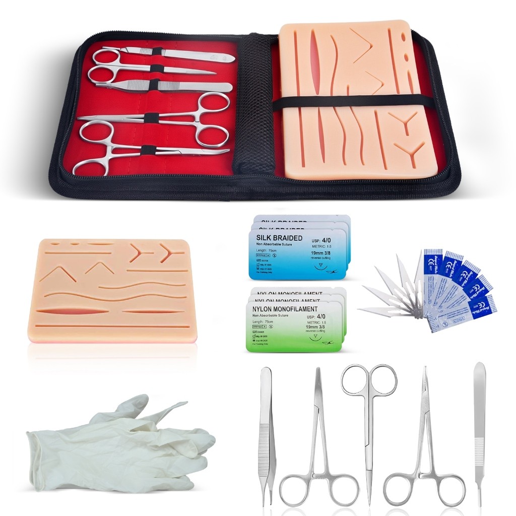 Kit 25/19 com pecas Simulador De Sutura Treino Com Pinça Pinca Veterinaria