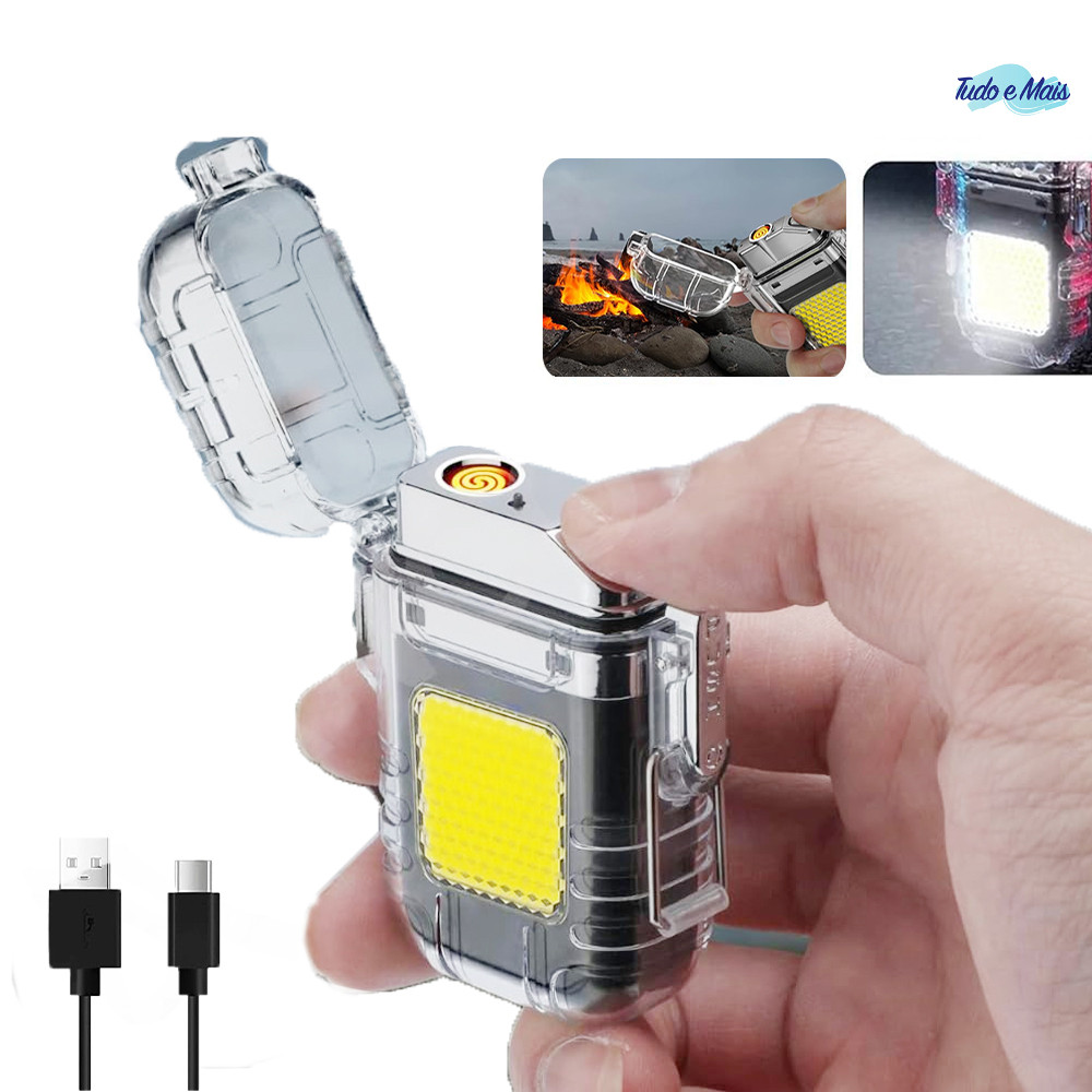 Isqueiro Elétrico LED Recarregável USB Compacto Seguro Não Queima Design Ergonômico Leve