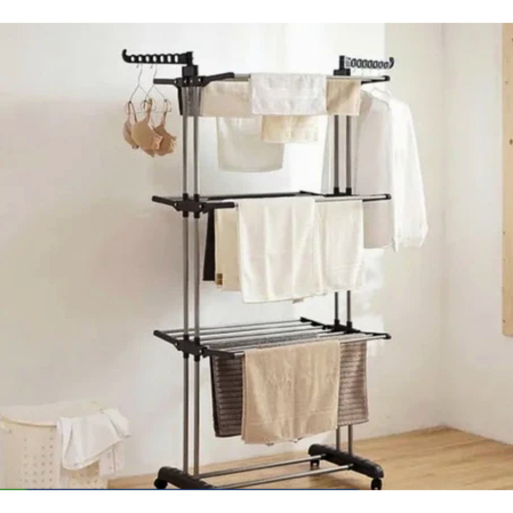 Varal De Chão Roupa Calcinha Grade 3 Andares Dobrável Portátil BEAUTY BEAUTY