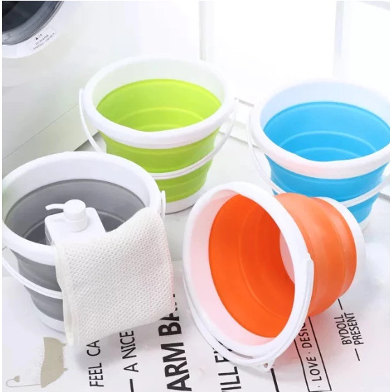 Balde Retrátil Dobrável em Silicone – Compacto, Portátil e Econômico de Espaço 2L