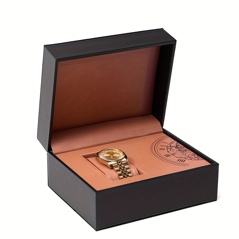 Caixa Estojo Para Relógio Luxo Couro Preto Com Almofada Organizador Viagem Expositor Premium Masculino e Feminino