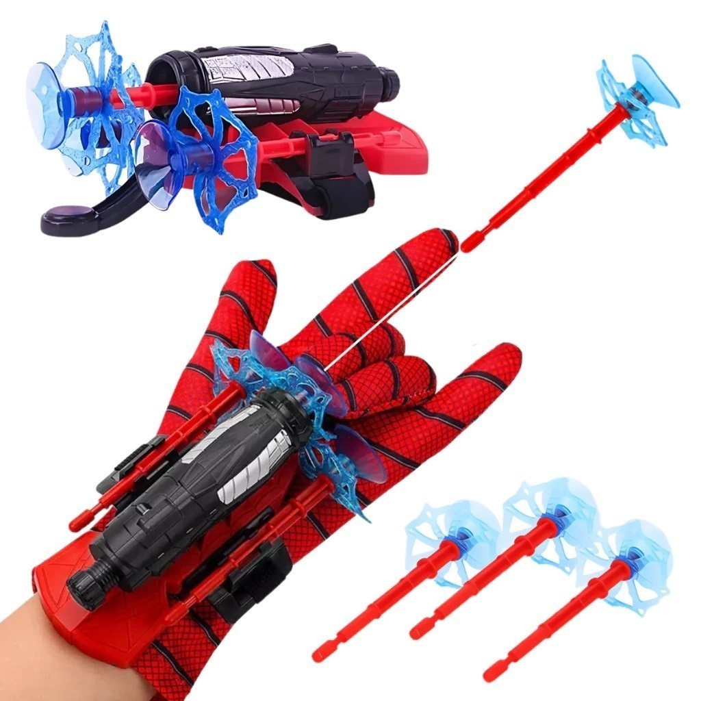 1/2/3 Luva Lançador de Teia Homem Aranha Brinquedo Infantil Lança Dardo com Ventosa