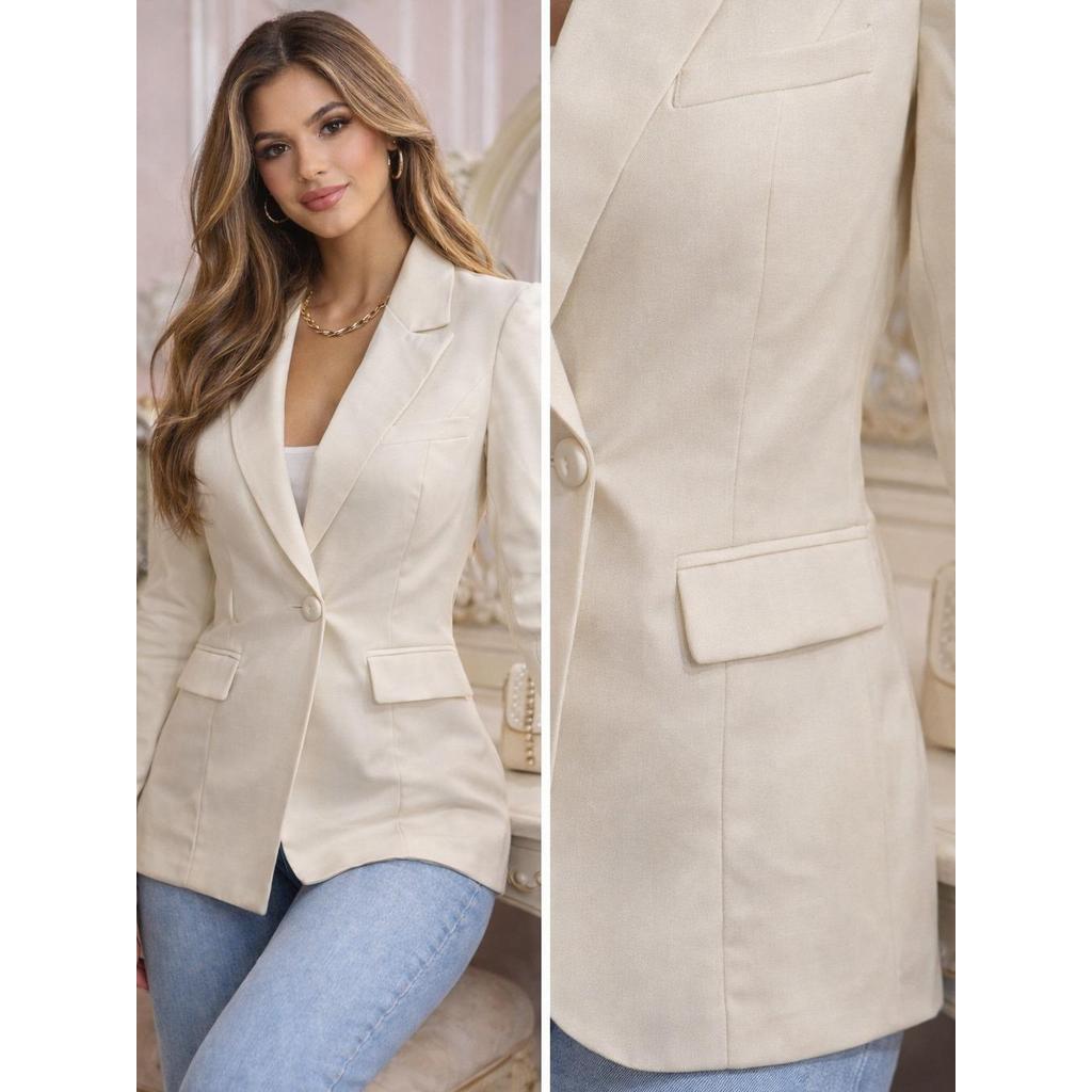 Maria W Modas Blazer Sofia Com FORRO e Bolso Elegante e Versátil para Ocasiões Variadas