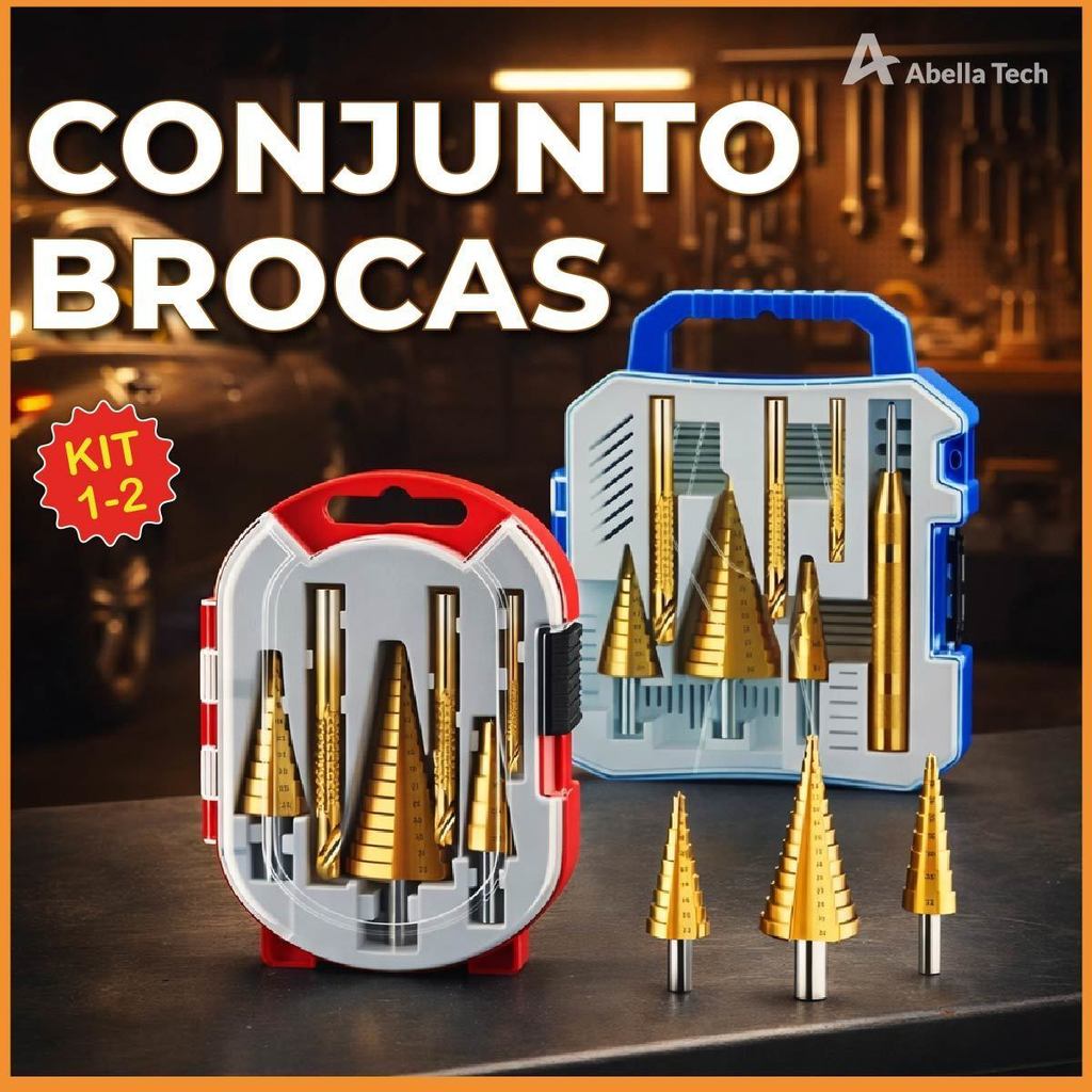 Conjunto de Brocas Maleta 3 Peças a 7 Peças Broca de Titânio Alta Durabilidade