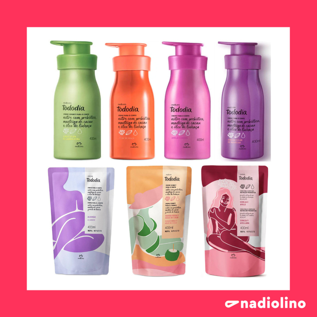 Creme Hidratante Nutritivo Desodorante Para o Corpo Tododia Natura - 400ml Macadâmia, Algodão, Cereja, Canela, Baunilha.