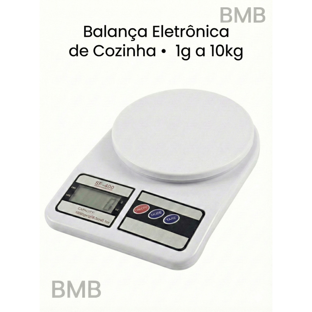 Balança Eletrônica de Cozinha - Alta Precisão 1g–10kg c/ Tara + Pilhas Inclusas
