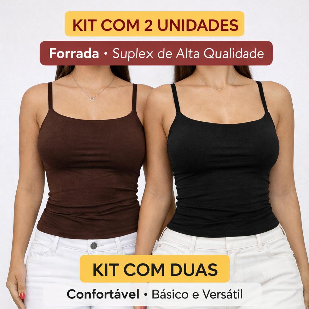 Regata Cropped Alcinha Feminina Suplex Com Forro Slim Fit Moda Básica Tendência