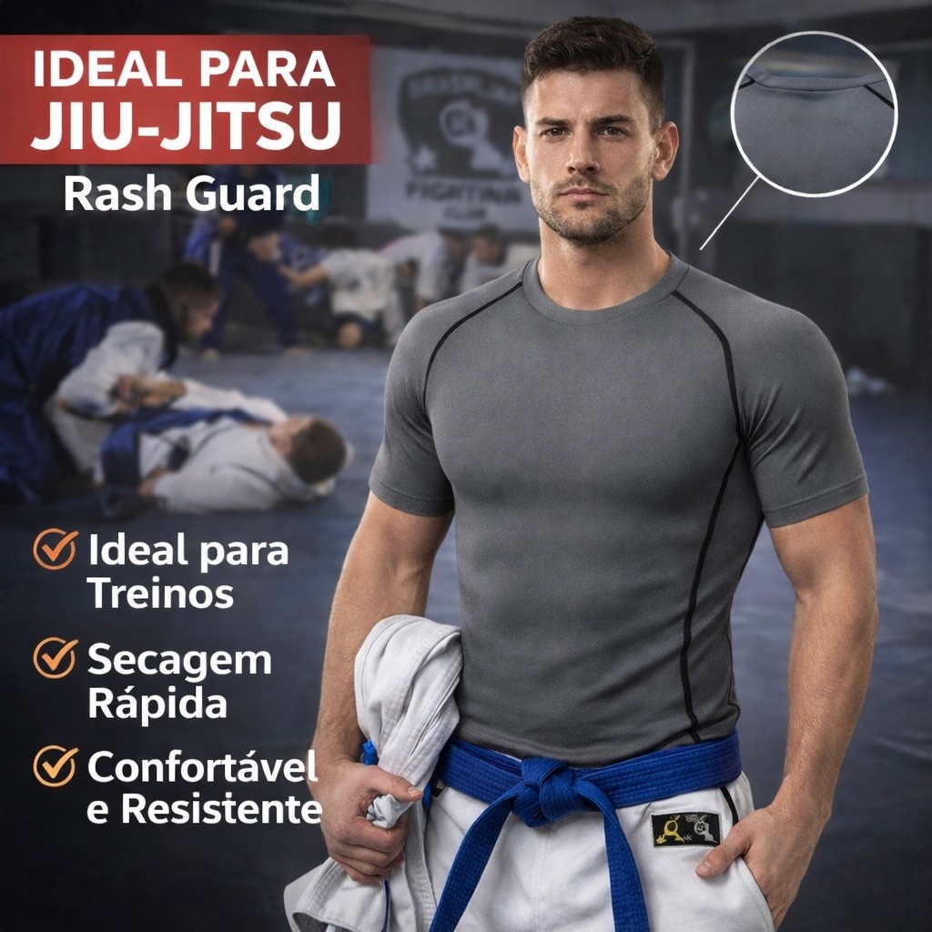 Rash Guard Camisa de Compressão Jiu-Jitsu LISA Masculina Blusa Academia Treino Luta