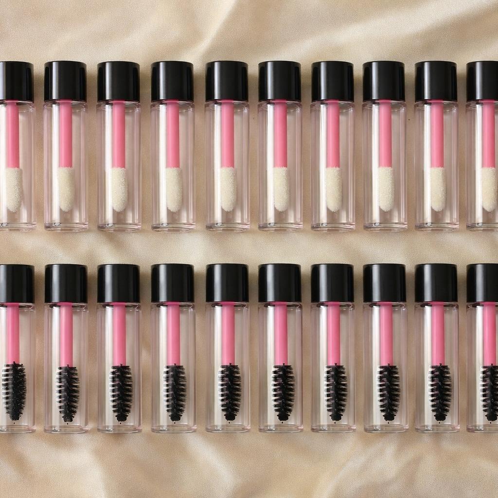 Kit 20pcs Mini Batom Gloss e Rímel Sobrancelhas 3ml Embalagem Sérum Tubo Vazio Retoque Chaveiro Mulher