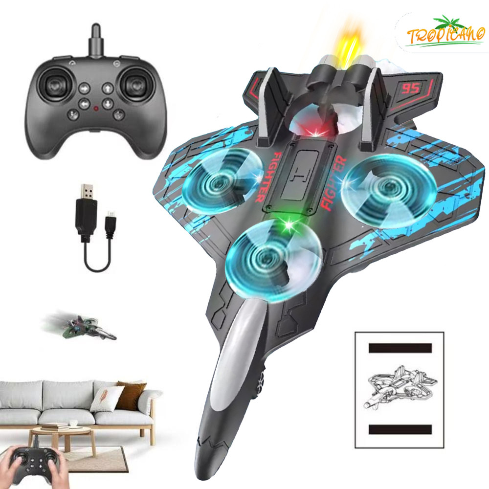 Avião RC de Combate em Espuma, Super Resistente, Bateria Recarregável, 2.4GHz 4 Motores