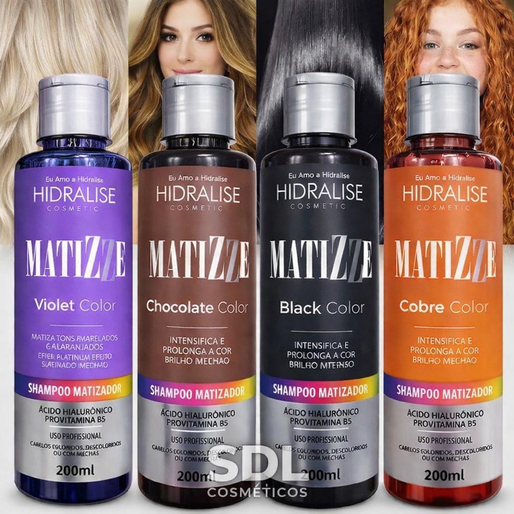 Shampoo Matizze Escurecedor Cabelos Brancos Tonalizante Preto, Avelã, Marsala Platinado Colored 100% Natural