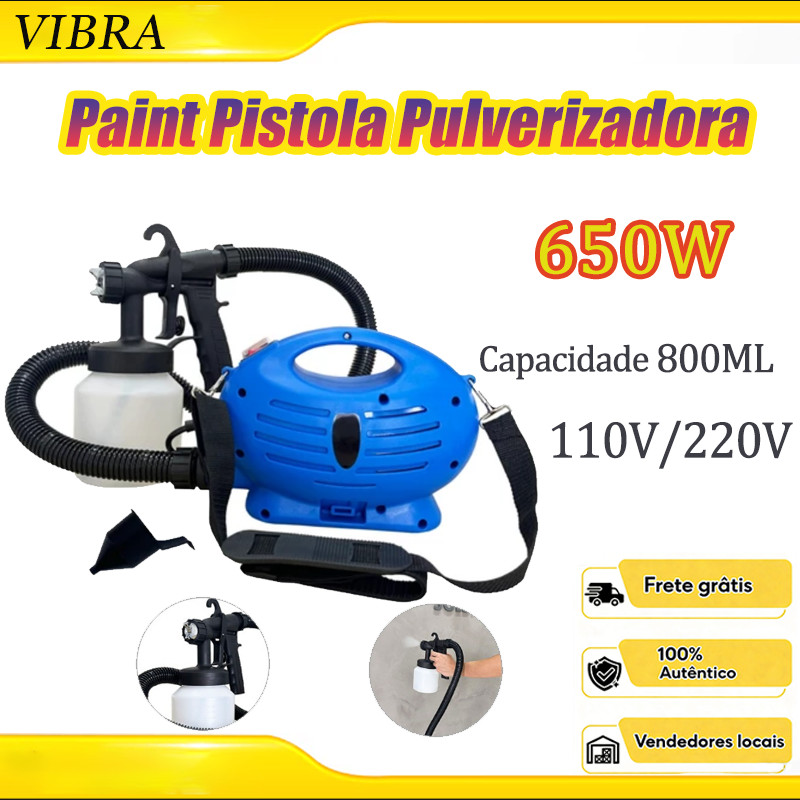 Pistola Elétrica Pulverizador de Tinta 650W Bico de Aço Paint -800ML